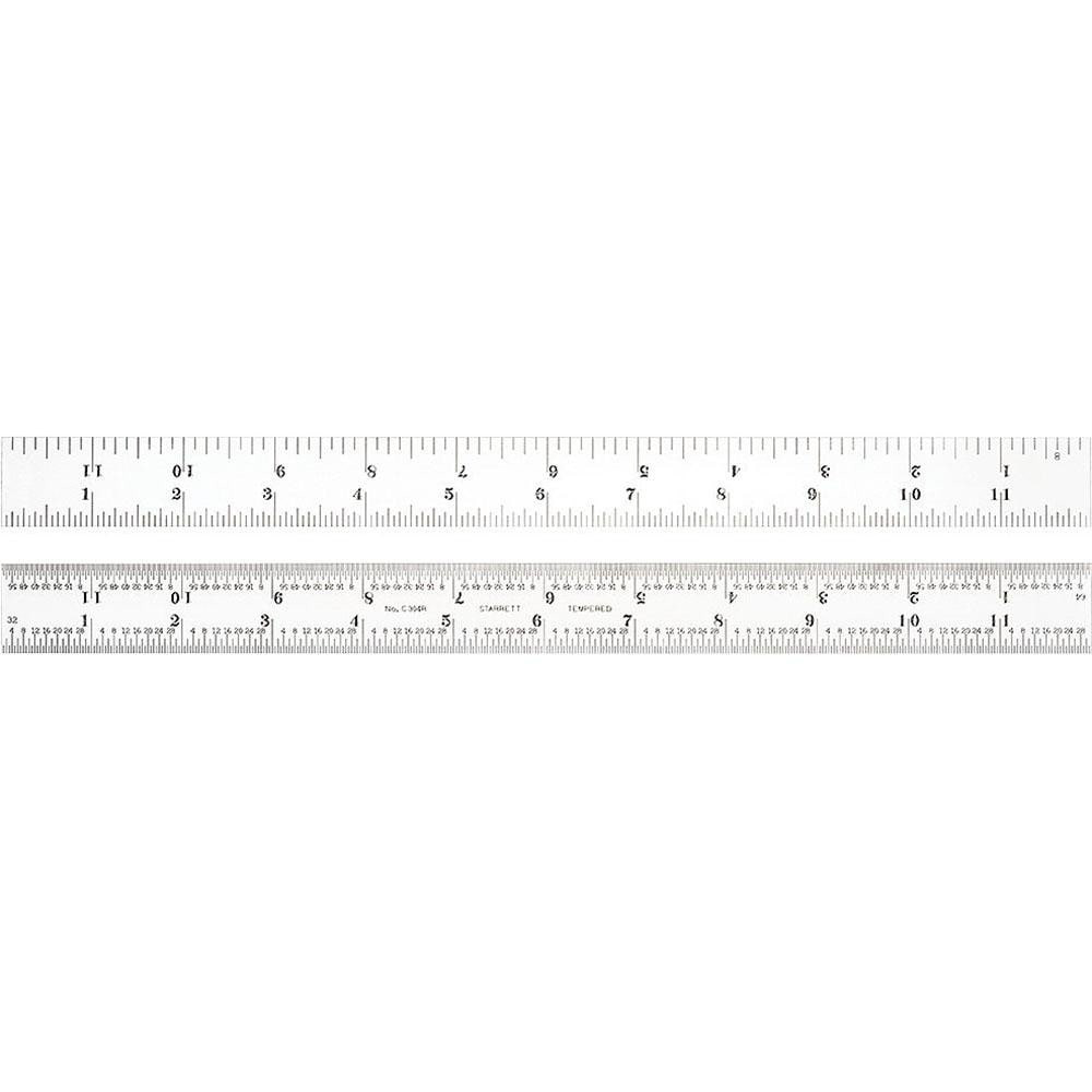 Starrett 66009 Steel Rule: 12" OAL, 4R Graduation, Flexible, 1/2" OAW