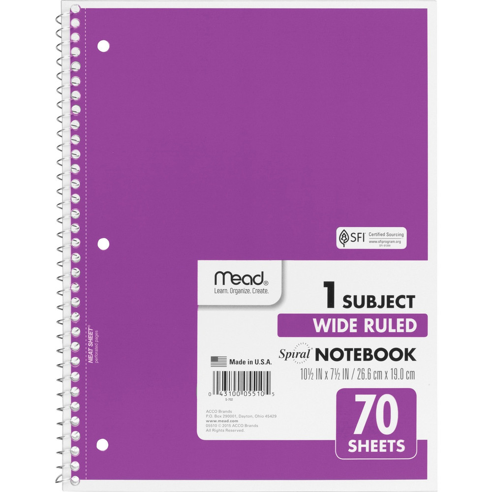 ACCO Brands Corporation Mead 05510 Mead Wide Ruled 1-Subject Notebook