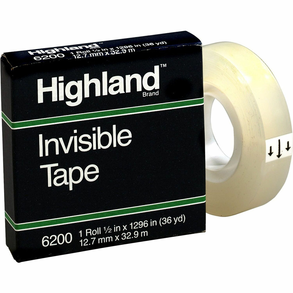 3M Highland 6200121296 Highland 1/2"W Matte-finish Invisible Tape