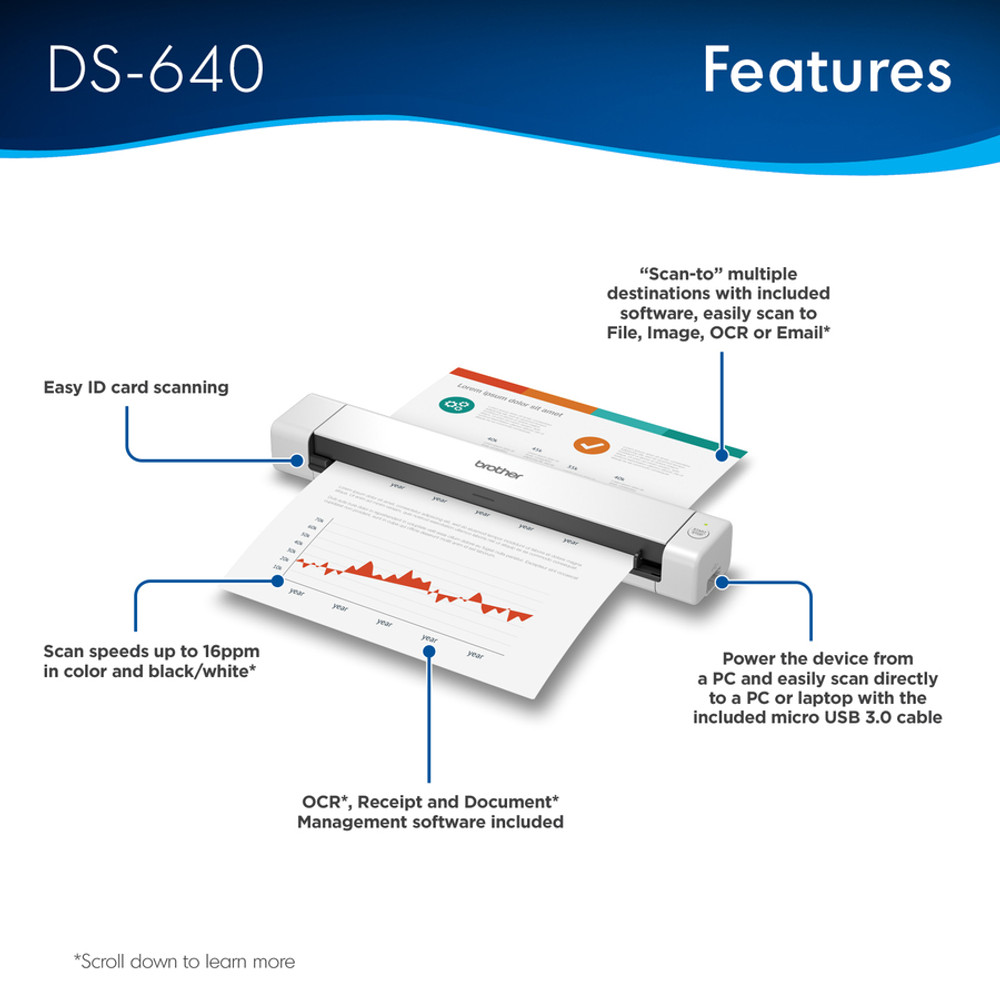 Brother Industries, Ltd Brother DS-640 Brother DSMobile DS-640 Sheetfed Scanner - 600 dpi Optical