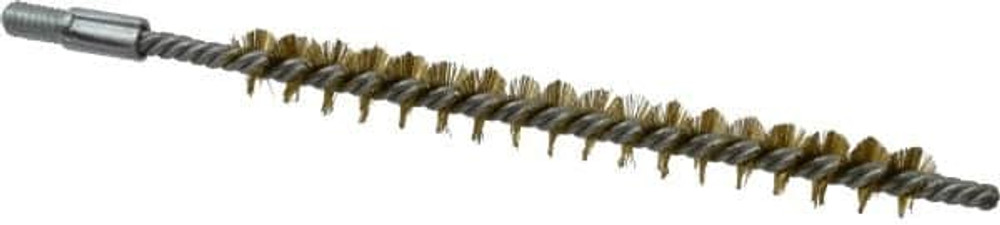 Schaefer Brush 93603 Double Stem/Single Spiral Tube Brush: 5/16" Dia, 4-1/2" OAL, Brass Bristles