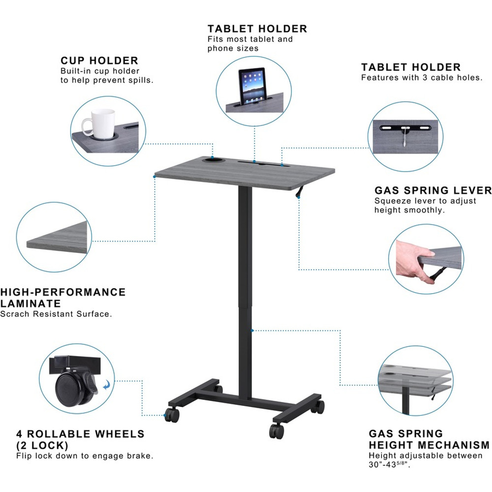 Lorell 84837 Lorell Height-adjustable Mobile Desk