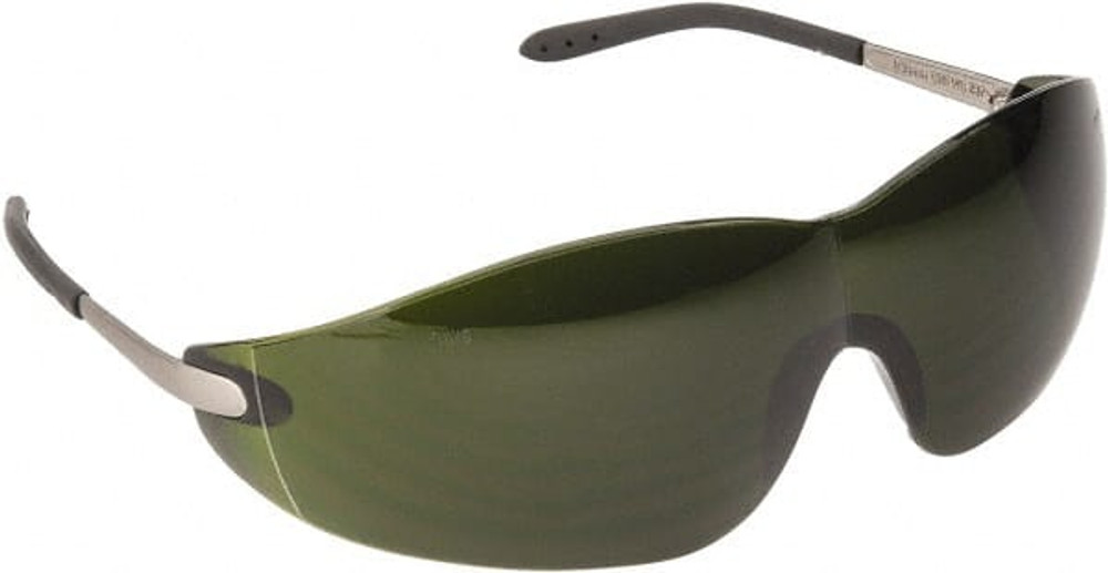 MCR Safety S21150 Safety Glass: Scratch-Resistant, Polycarbonate, Green Lenses, Frameless, UV Protection