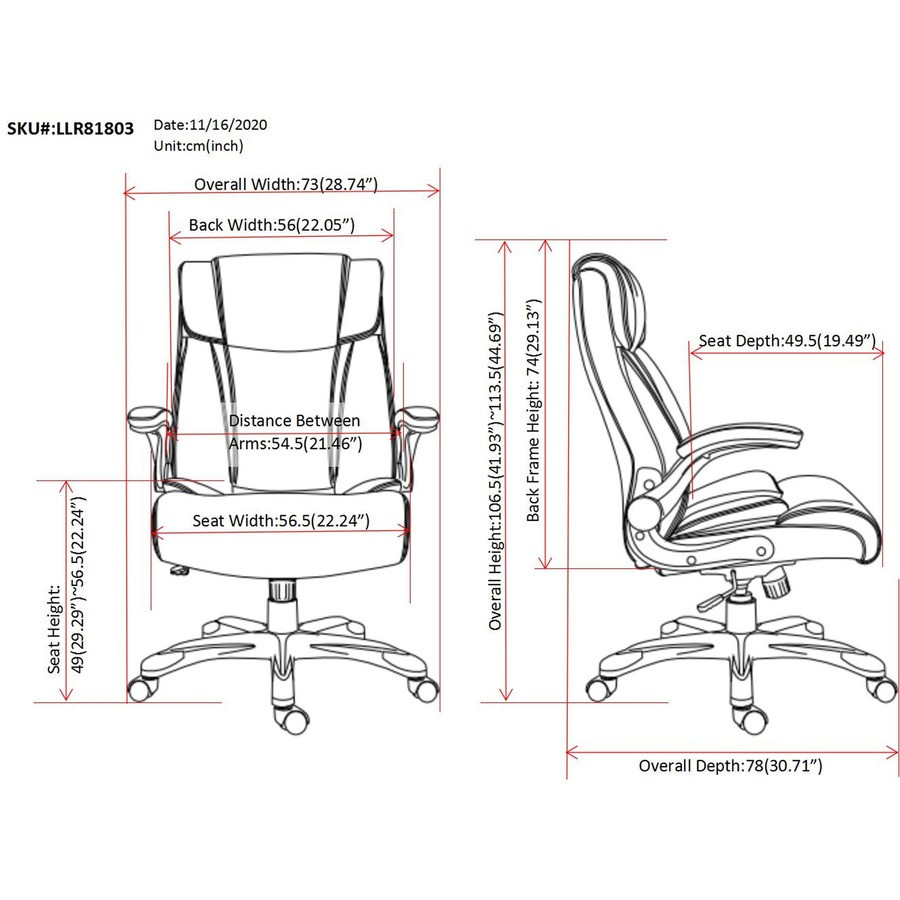 Lorell SOHO 81803 SOHO High-back Office Chair Flip with Armrest