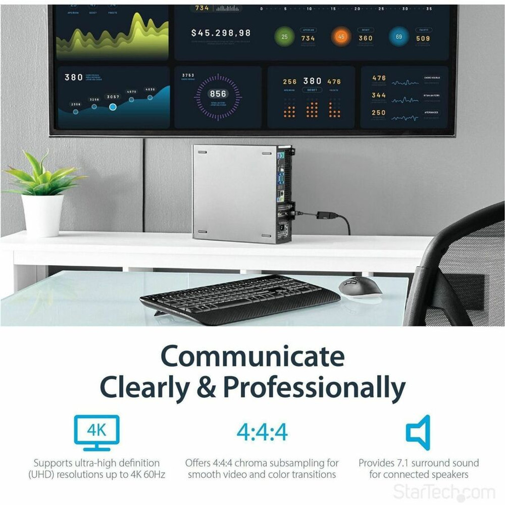 StarTech.com DP2HD4K60S StarTech.com DisplayPort to HDMI Adapter, 4K 60Hz Active DP 1.4 to HDMI 2.0 Video Converter for Monitor/Display, Latching DP Connector