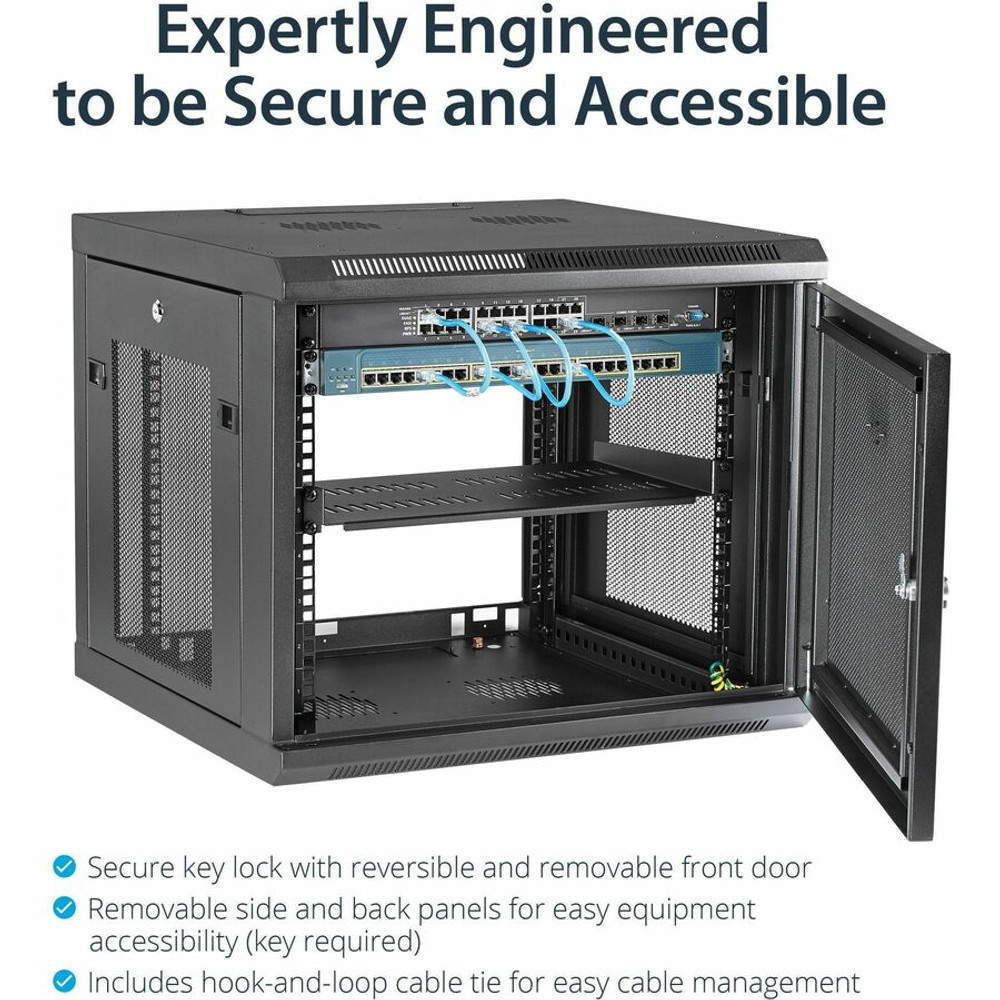 StarTech.com RK920WALM StarTech.com 4-Post 9U Wall Mount Network Cabinet, 19" Wall-Mounted Server Rack for Data / Computer Equipment, Small IT Rack Enclosure