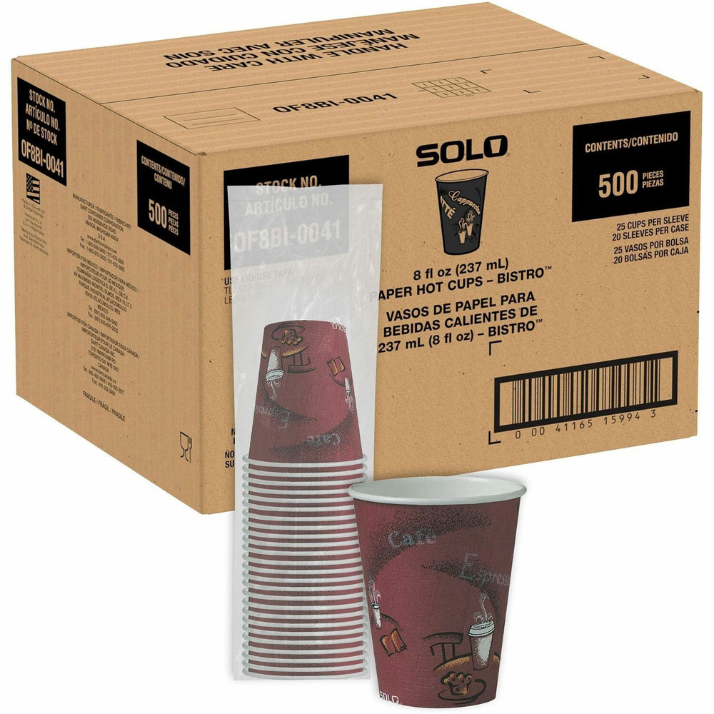 Dart Container Corporation Solo OF8BI-0041 Solo 8 oz Bistro Design Hot Cups
