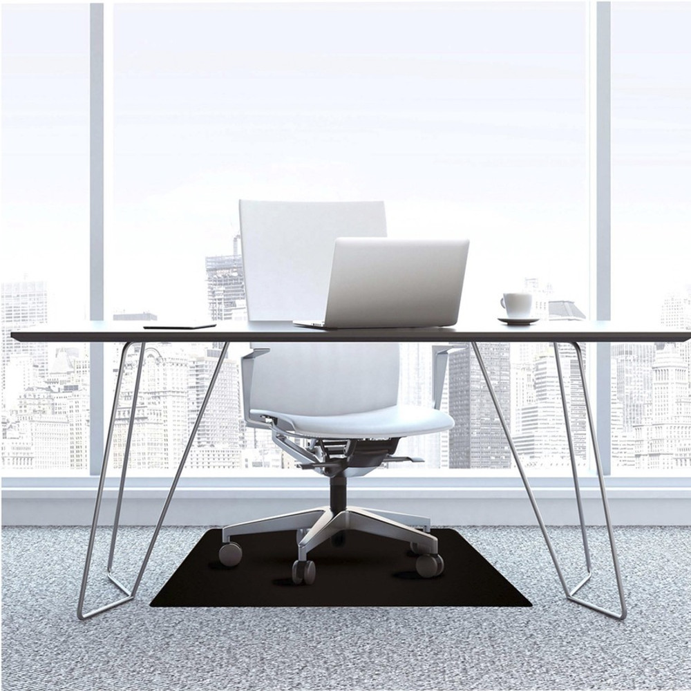 Floortex FC114860LEBV Advantagemat&reg; Black Vinyl Rectangular Chair Mat for Carpets - 48" x 60"