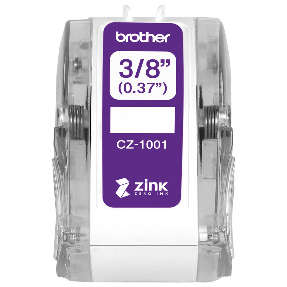 Brother Industries, Ltd Brother CZ-1001 Brother Genuine CZ-1001 3/8" (0.37") 9mm wide x 16.4 ft. (5 m) long label roll featuring ZINK&reg; Zero Ink technology