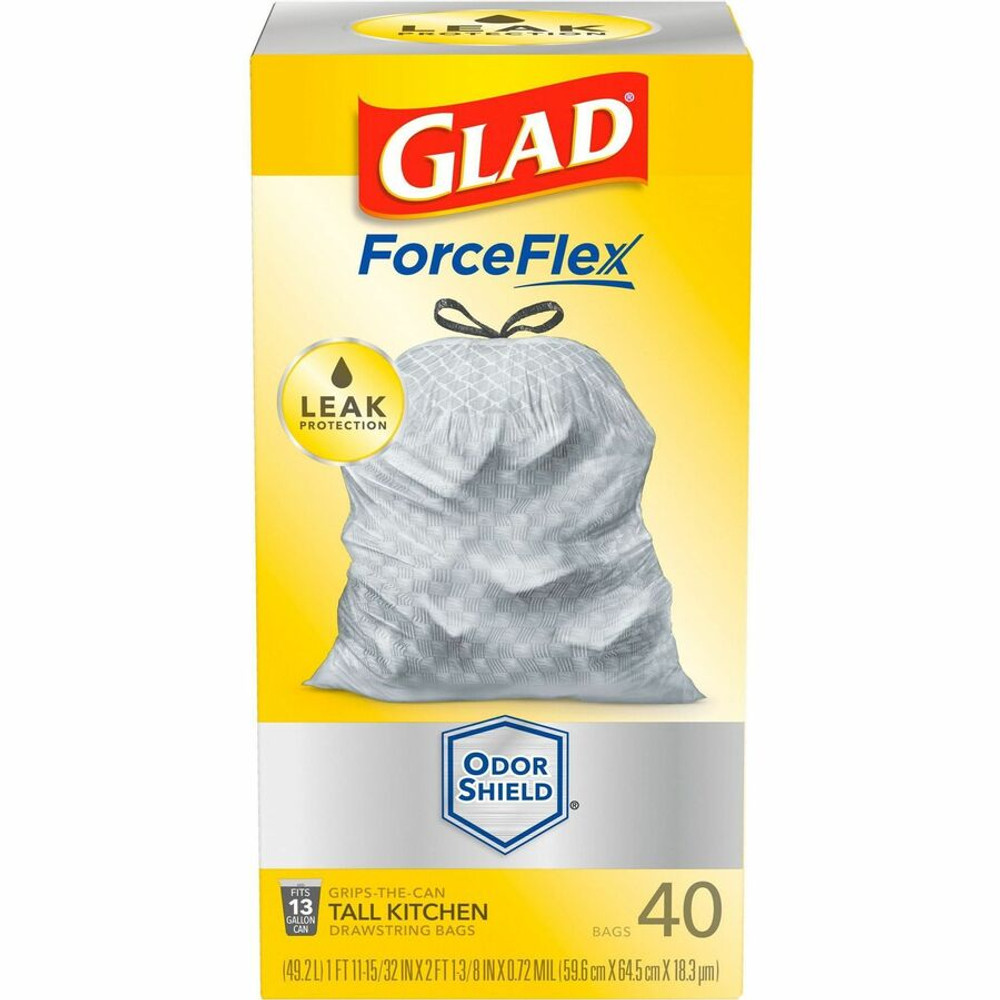 The Clorox Company Glad 79008PL Glad ForceFlex Tall Kitchen Drawstring Trash Bags - OdorShield