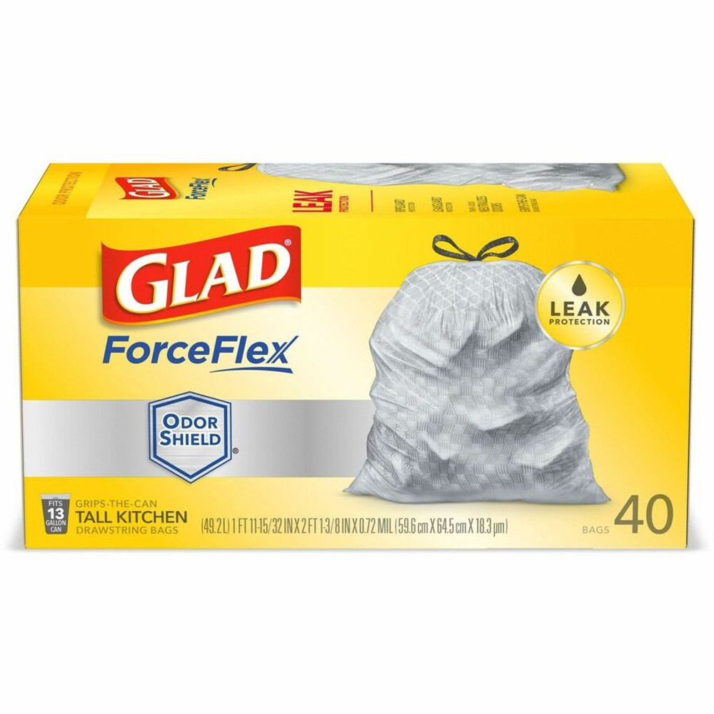 The Clorox Company Glad 79008PL Glad ForceFlex Tall Kitchen Drawstring Trash Bags - OdorShield