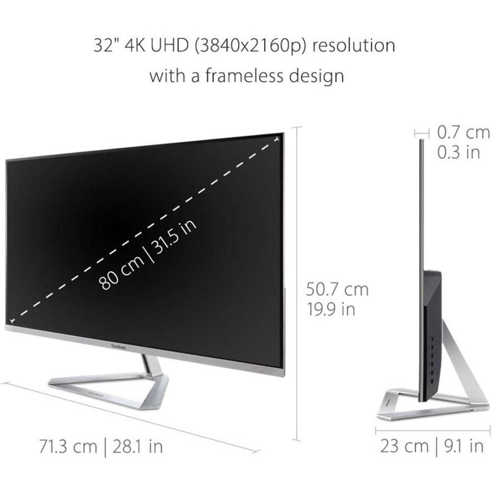 ViewSonic Corporation ViewSonic VX3276-4K-MHD ViewSonic VX3276-4K-MHD 32 Inch 4K UHD Monitor with Ultra-Thin Bezels, HDR10 HDMI and DisplayPort for Home and Office
