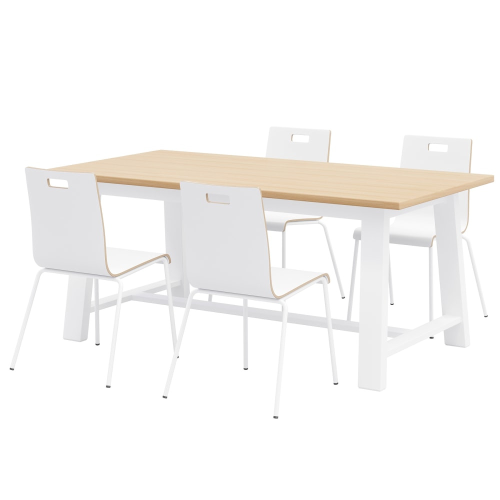 KENTUCKIANA FOAM INC 840031922342 KFI Studios Midtown Dining Table With 4 Chairs, Natural/White Table, White Chairs