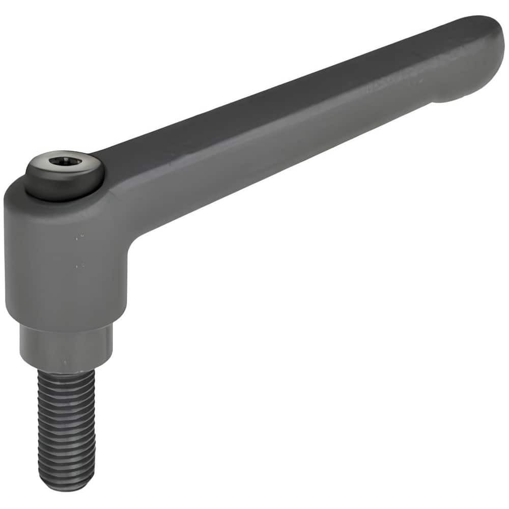 J.W. Winco 3T25A01K Threaded Stud Adjustable Clamping Handle: 1/4-20 Thread, 0.51" Hub Dia, Steel, Black