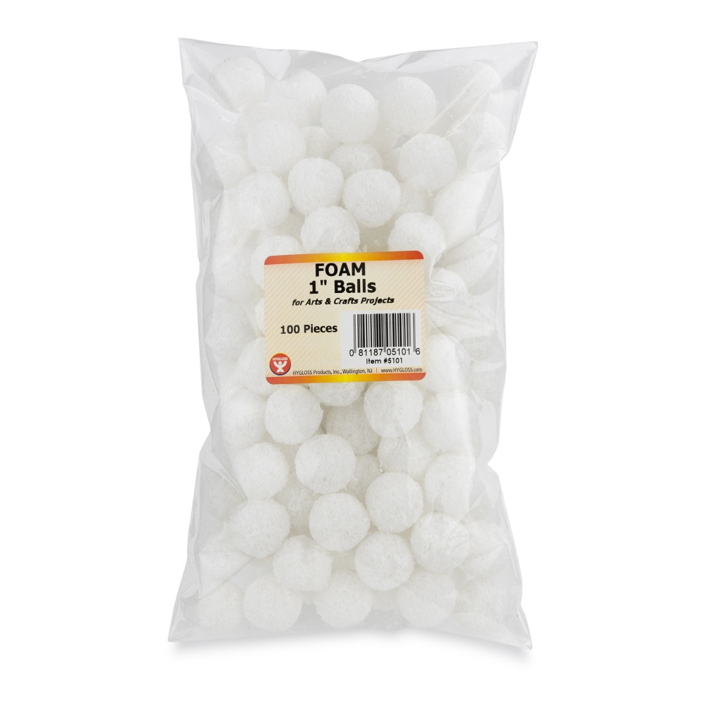 HYGLOSS PRODUCTS INC. Hygloss HYG5101  Craft Foam Balls, 1 Inch, White, Pack Of 100