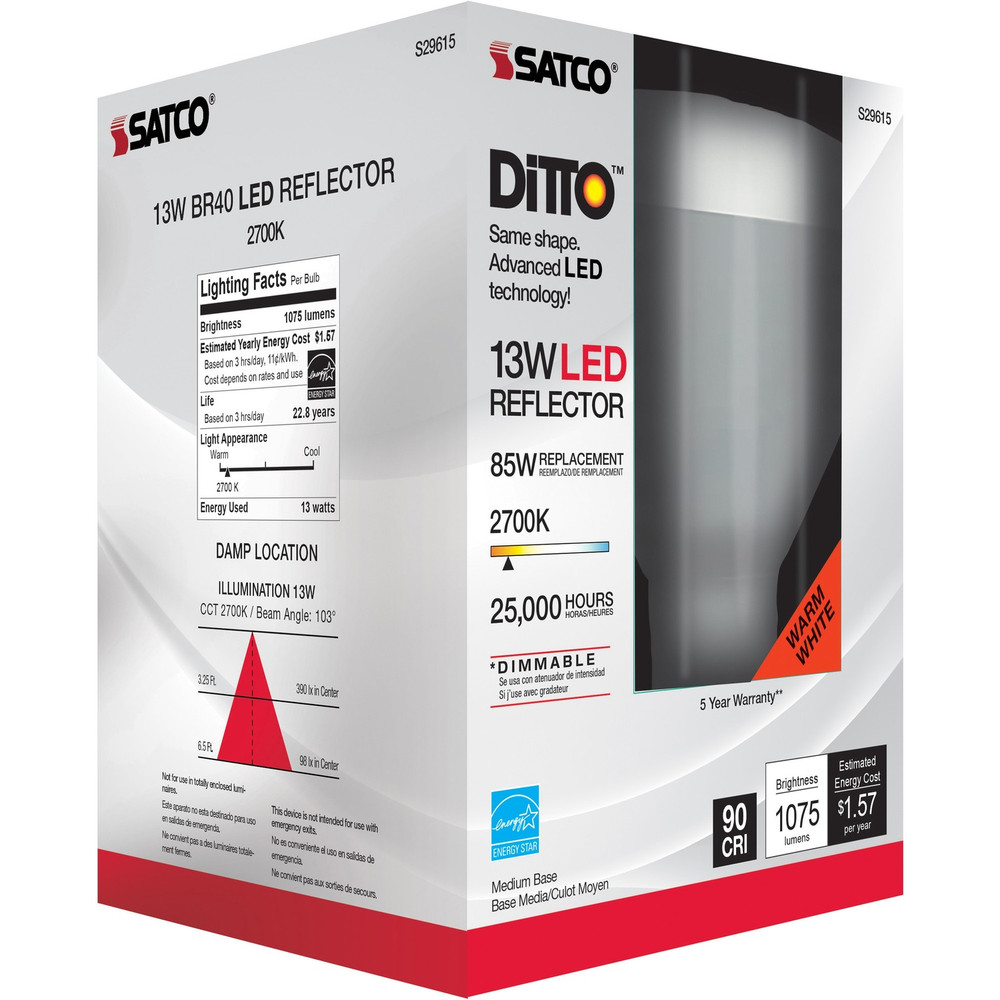 Satco Products, Inc Satco S29615 Satco 13W BR40 LED 2700K Bulb