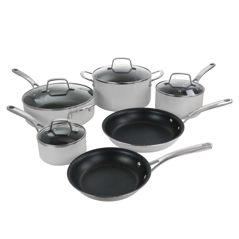 GIBSON OVERSEAS INC. Martha Stewart 995117079M  10-Piece Aluminum Non-Stick Cooking Set, White