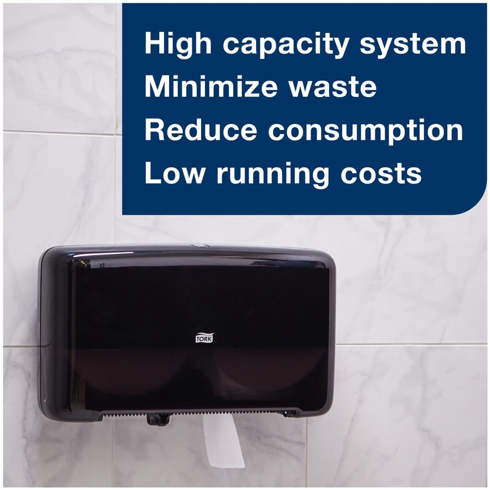 Essity Hygiene and Health AB TORK 5555290 Tork Twin Mini Jumbo Toilet Paper Roll Dispenser Black T2
