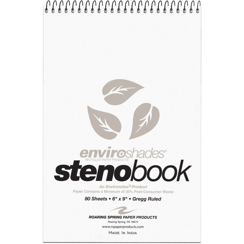 Roaring Spring Paper Products Roaring Spring 12274 Roaring Spring Enviroshades Recycled Spiral Steno Memo Book