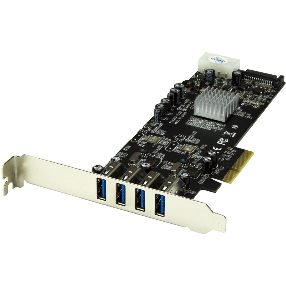 StarTech.com PEXUSB3S42V StarTech.com 4 Port PCI Express (PCIe) SuperSpeed USB 3.0 Card Adapter w/ 2 Dedicated 5Gbps Channels - UASP - SATA / LP4 Power