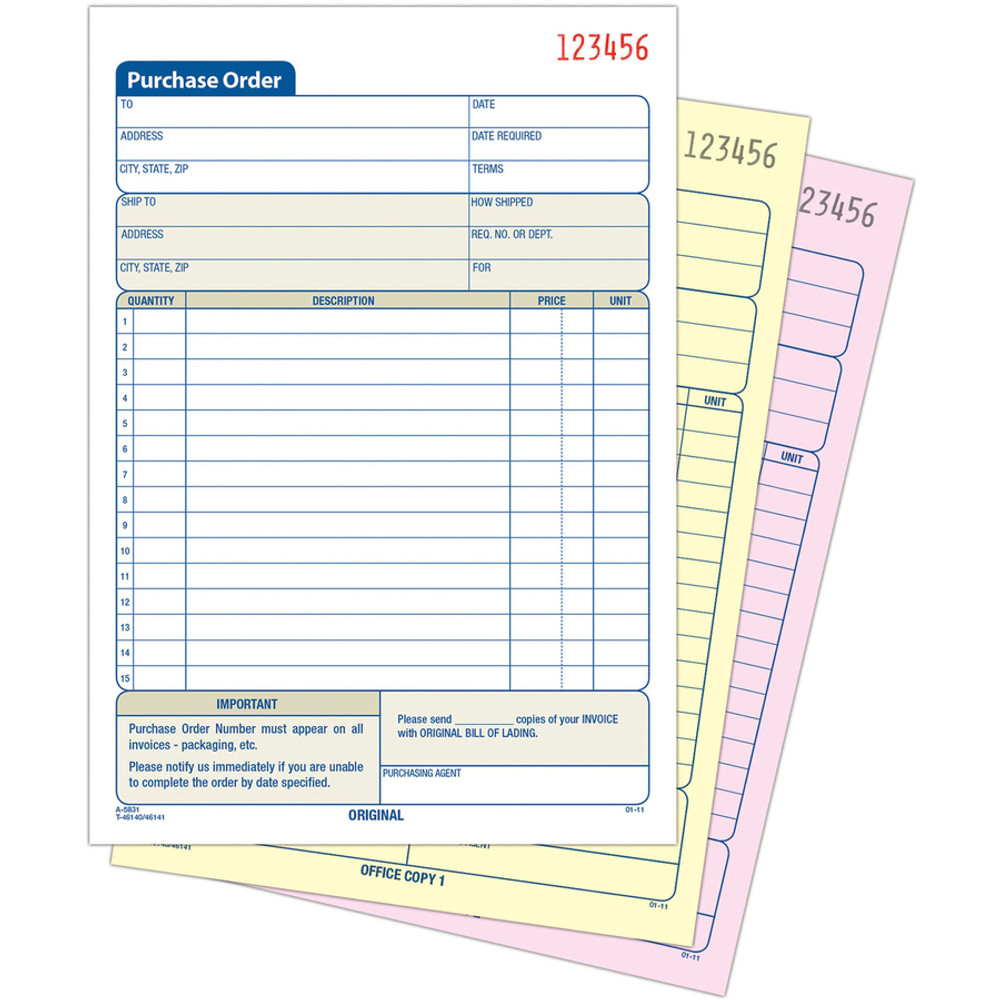 TOPS Products Adams TC5831 Adams 3-Part Carbonless Purchase Order Forms