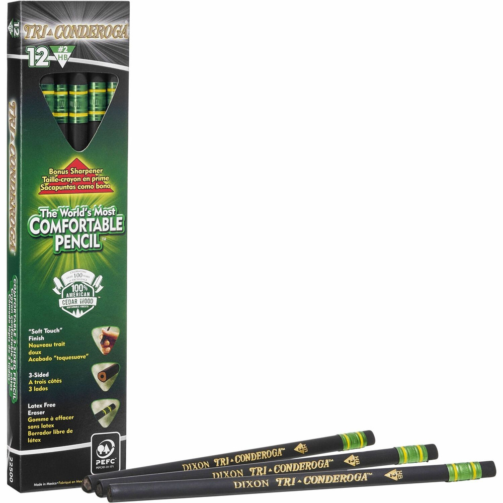 Dixon Ticonderoga Company Ticonderoga 22500 Ticonderoga Tri-Conderoga Wood-Cased Pencils with Sharpener