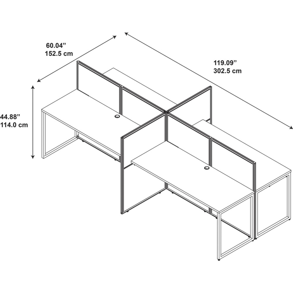 Bush Industries, Inc Bush Business Furniture EOD660MR-03K Bush Business Furniture Easy Office 60W 4 Person Straight Desk Open Office