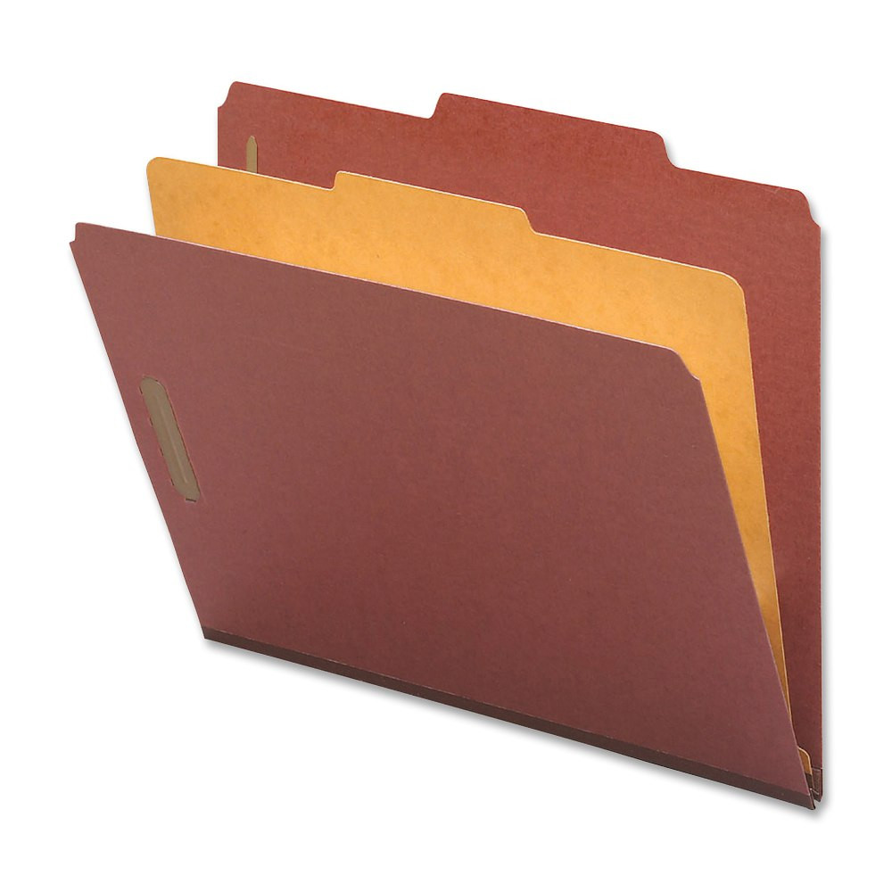 SP RICHARDS Nature Saver 01050  Classification Folders, Letter Size, 1 Partition, 100% Recycled, Redrope, Box Of 10