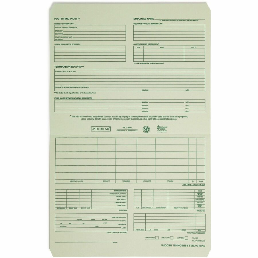 Smead Manufacturing Company Smead 77000 Smead Straight Tab Cut Letter Recycled Top Tab File Folder