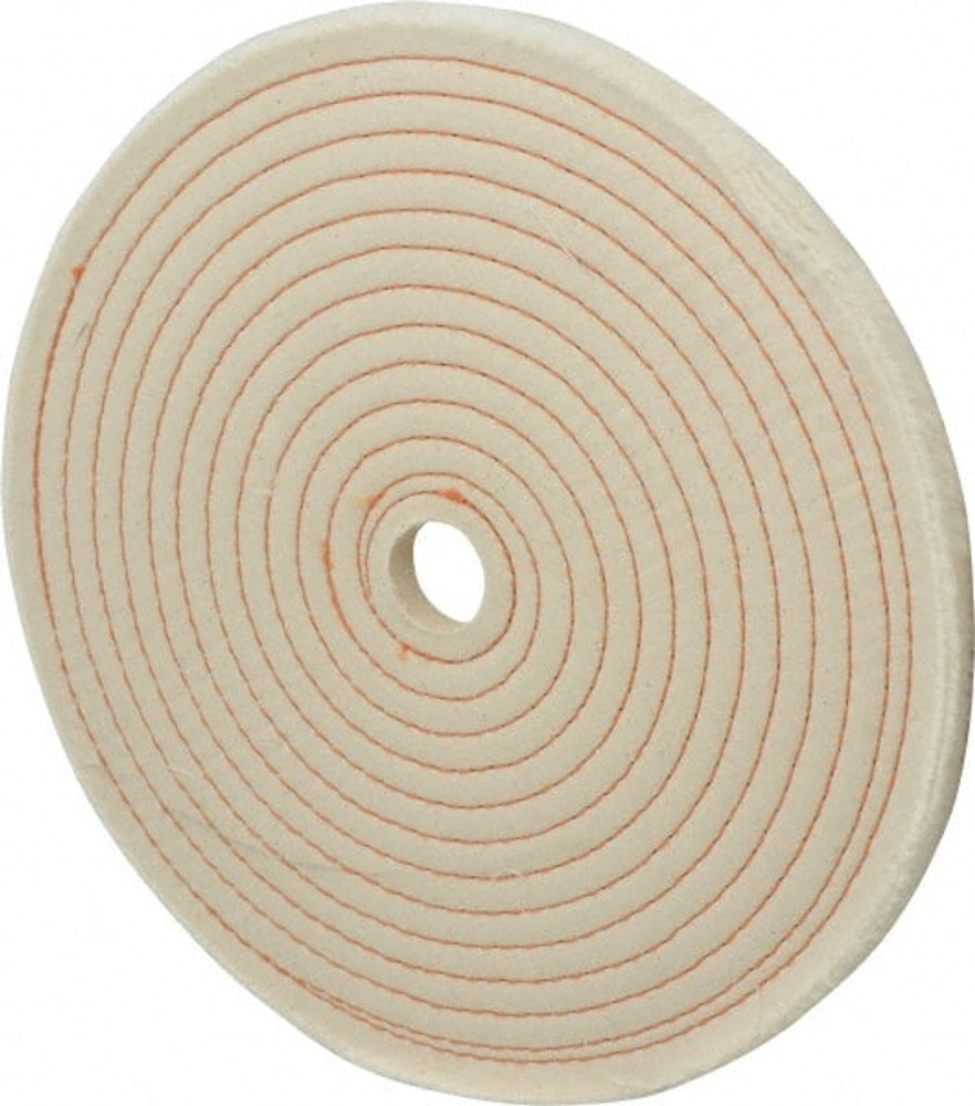 Dico 7000025 Unmounted Spiral Sewn Buffing Wheel: 10" Dia, 1/2" Thick, 1/2" Arbor Hole Dia
