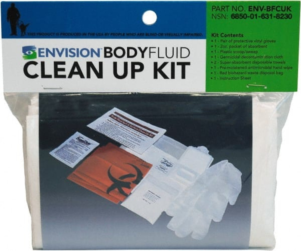 Ability One Body Fluid Clean-Up Kit: 9 Pc, for 1 Person 6850016318230