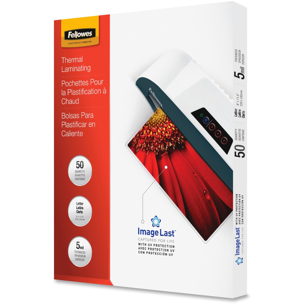 FELLOWES INC. 5204002 Fellowes Laminating Pouches, Type G, Glossy, 9in x 11.50in, 5 mil Thick, Clear, Box Of 50