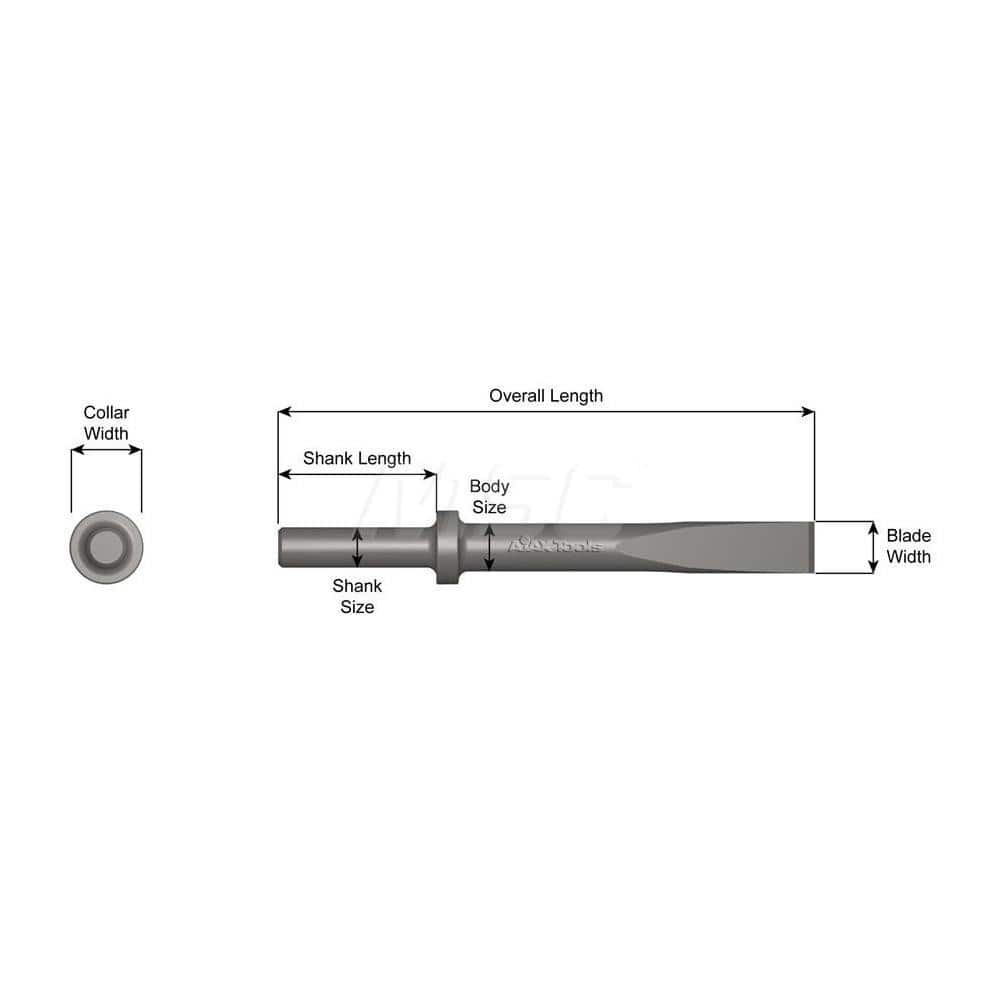 MSC 407-24 Chipping Hammer: Flat, 1" Head Width, 24" OAL