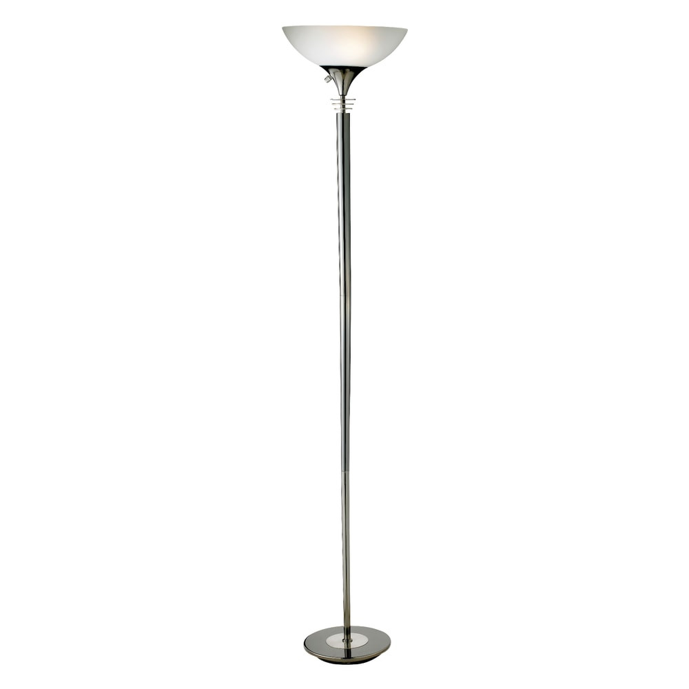 ADESSO INC 5120-01 Adesso Metropolis 300W Torchiere Floor Lamp, 71 1/2inH, Frosted White Shade/Black Nickel Base