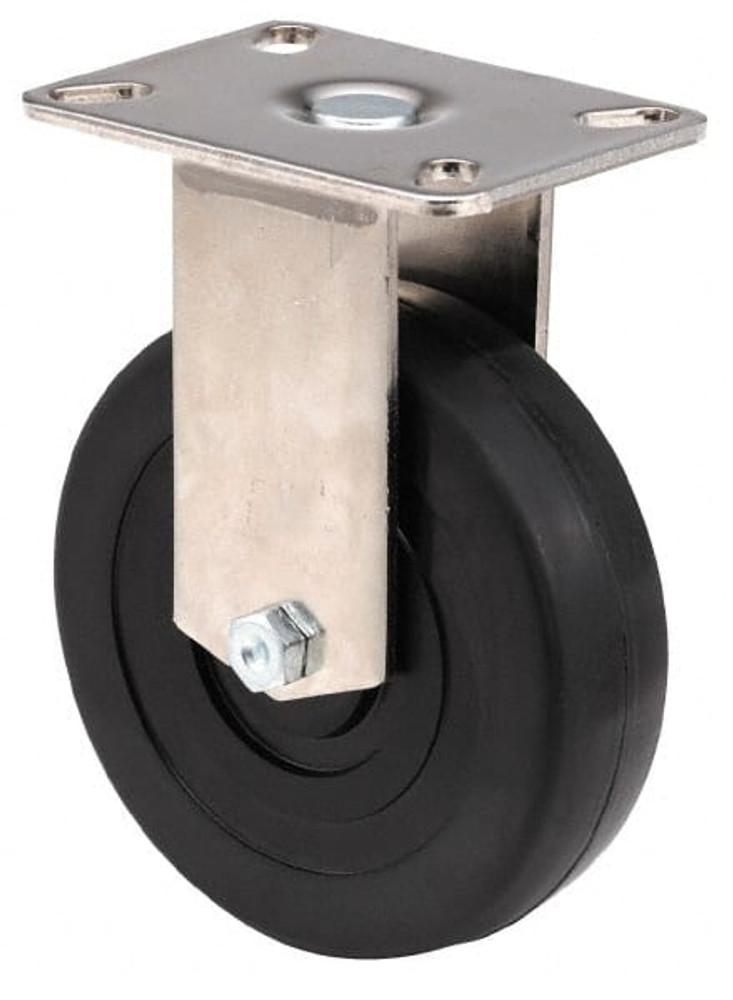 E.R. Wagner 3F2344B27000797 Rigid Top Plate Caster: Polyolefin, 4" Wheel Dia, 1-3/8" Wheel Width, 375 lb Capacity, 5-3/8" OAH