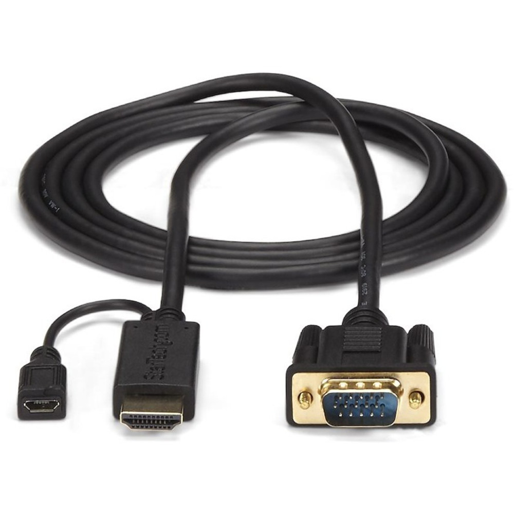 StarTech.com HD2VGAMM3 StarTech.com HDMI to VGA Cable - 3 ft / 1m - 1080p - 1920 x 1200 - Active HDMI Cable - Monitor Cable - Computer Cable