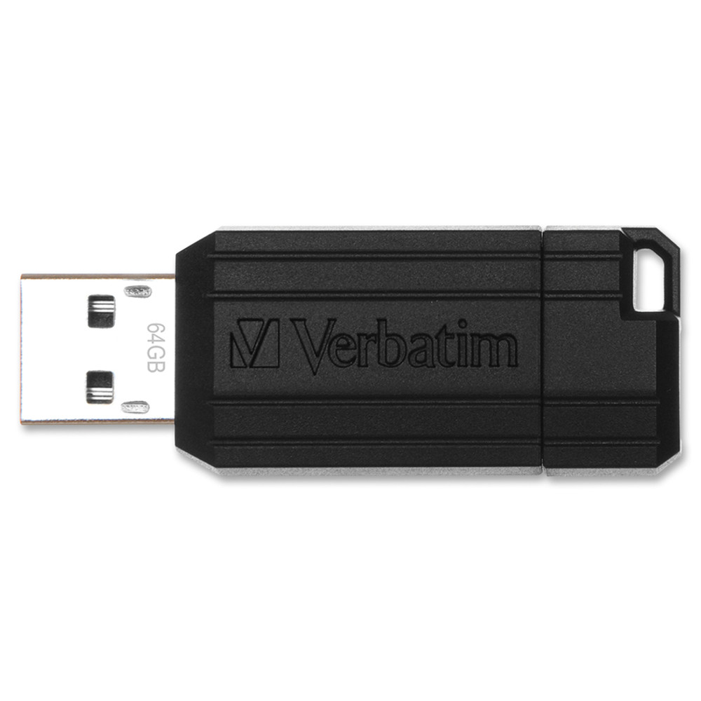 Verbatim America, LLC Microban 49065 64GB PinStripe USB Flash Drive - Black