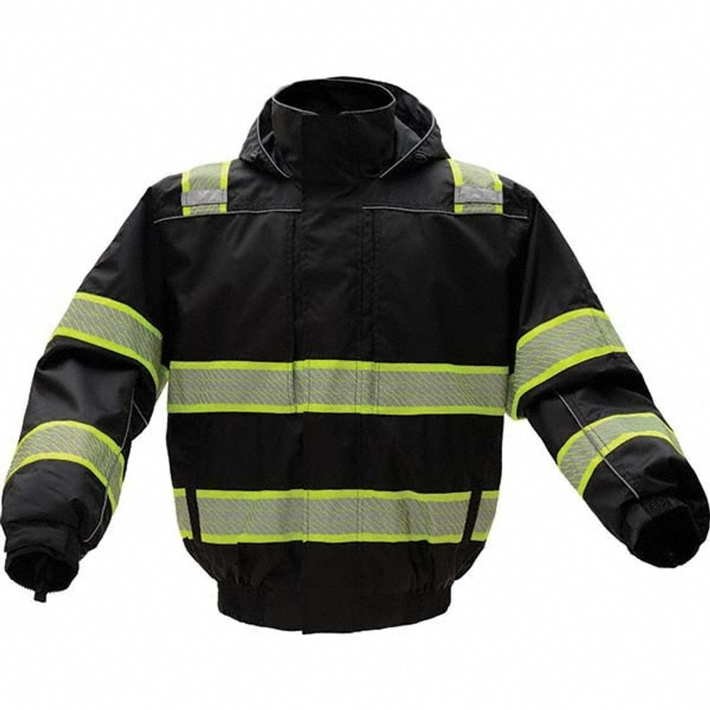 GSS Safety 8513-XL Rain Jacket: Size XL, Black, Polyester