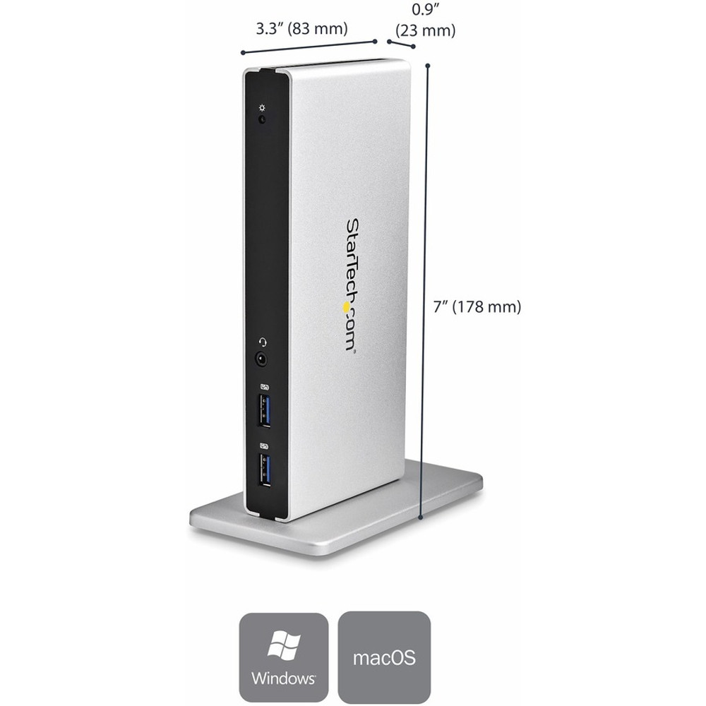 StarTech.com USB3SDOCKDD StarTech.com USB 3.0 Docking Station - Compatible with Windows / macOS - Dual DVI Docking Station Supports Dual Monitors - DVI to HDMI and DVI to VGA Adapters Included - USB3SDOCKDD