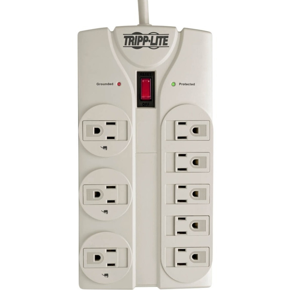 Tripp Lite by Eaton TLP825 Tripp Lite by Eaton Protect It! 8-Outlet Surge Protector, 25 ft. Cord with Right-Angle Plug, 1440 Joules, Diagnostic LEDs, Light Gray Housing