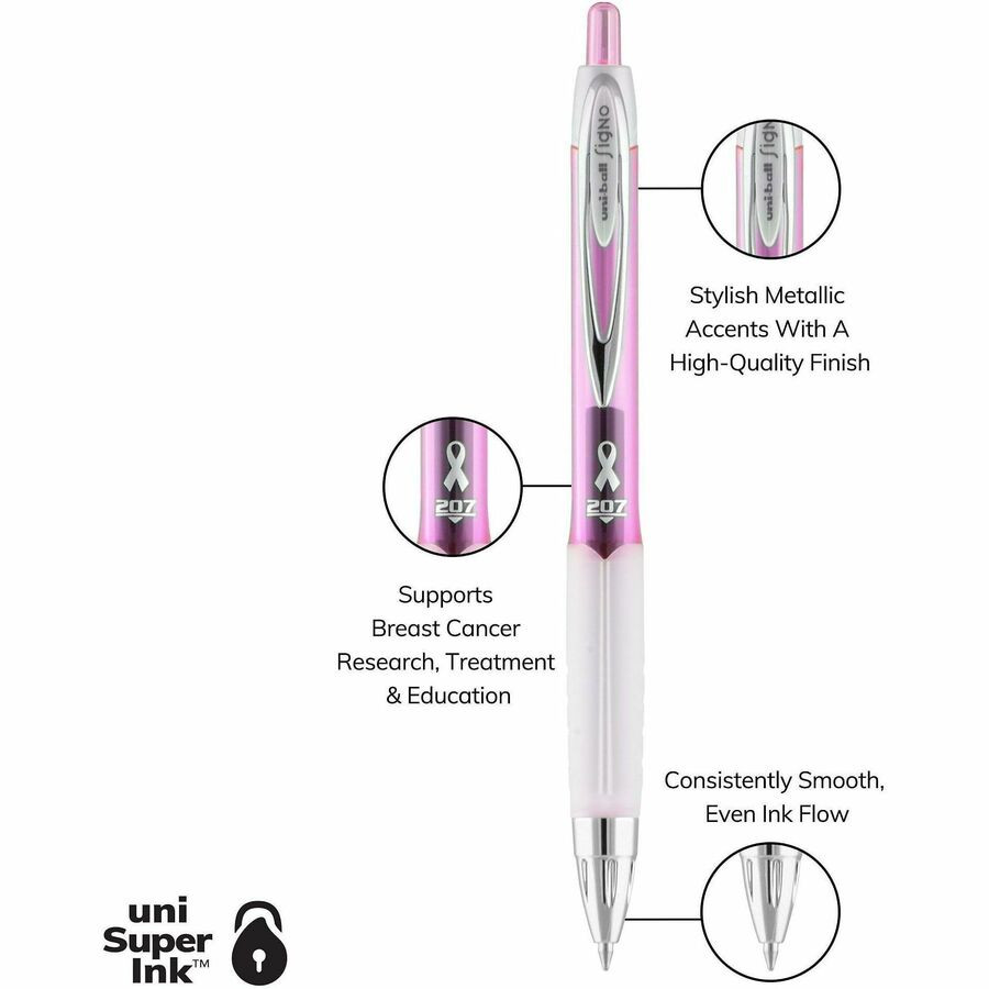 uni-ball Corporation uniball? 1745267BX uniball&trade; 207 Pink Ribbon Gel Pens