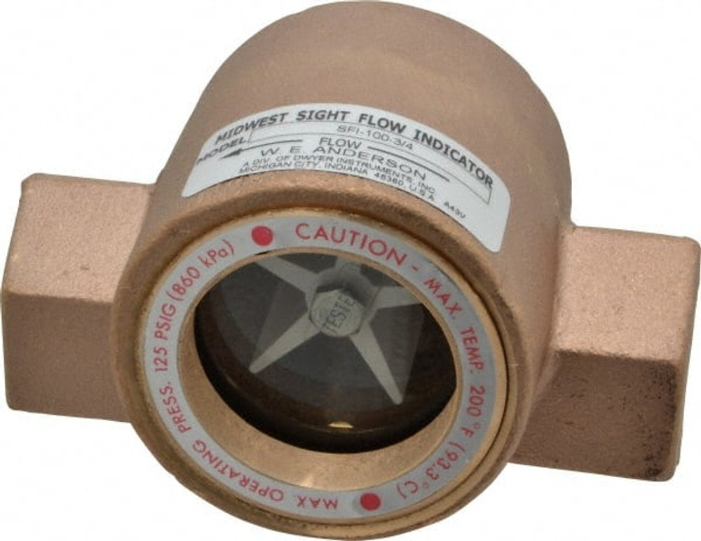 Dwyer SFI-100-3/4 3/4 Inch, Bronze Body Sight Flow Indicator