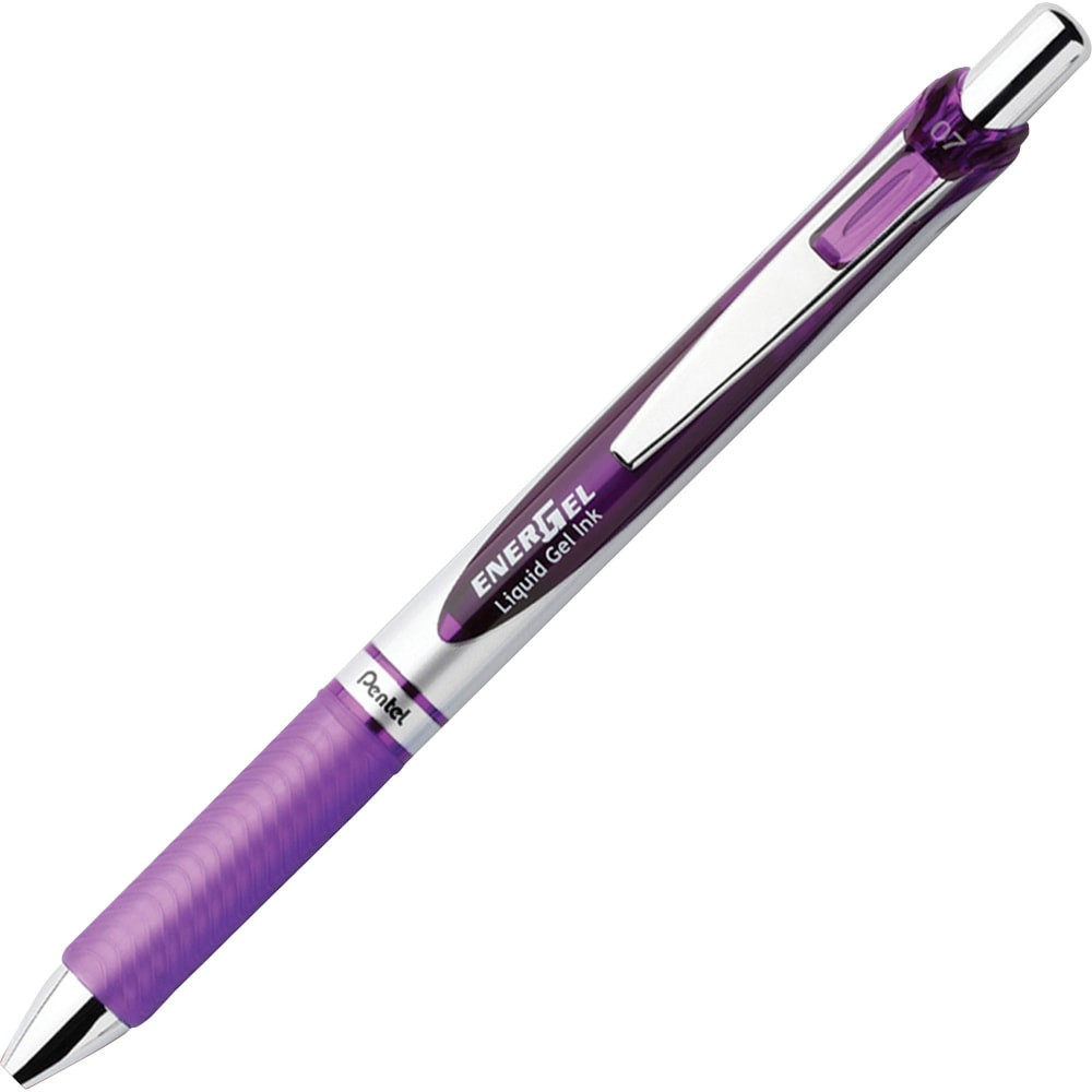 PENTEL OF AMERICA, LTD. BL77V Pentel EnerGel RTX Liquid Gel Pen, Medium Point, 0.7 mm, Silver Barrel, Violet Ink