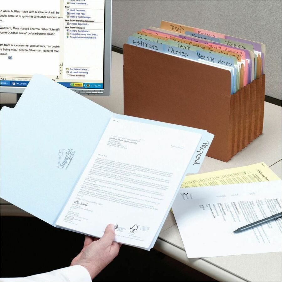 Smead Manufacturing Company Smead 11961 Smead SuperTab 1/3 Tab Cut Letter Recycled Top Tab File Folder