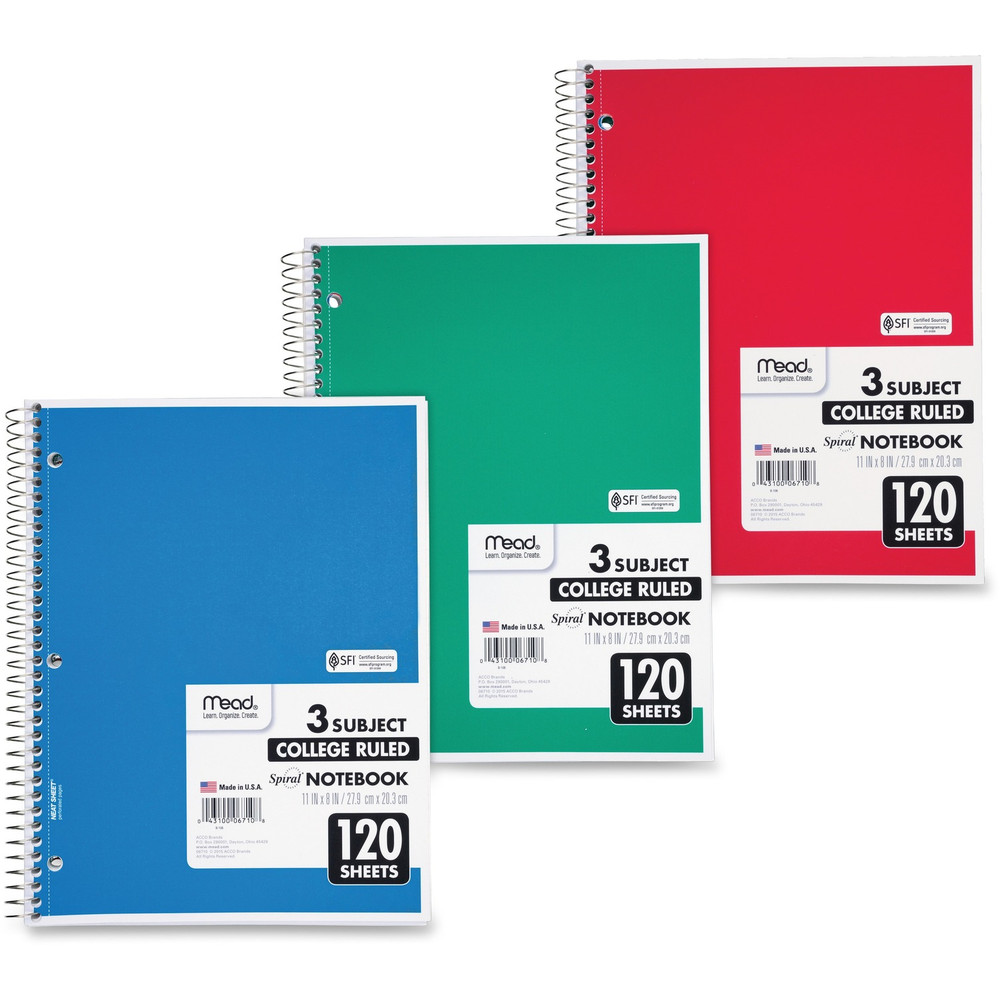 ACCO Brands Corporation Mead 06710 Mead 3-Subject Wire-bound Notebook - Letter-size