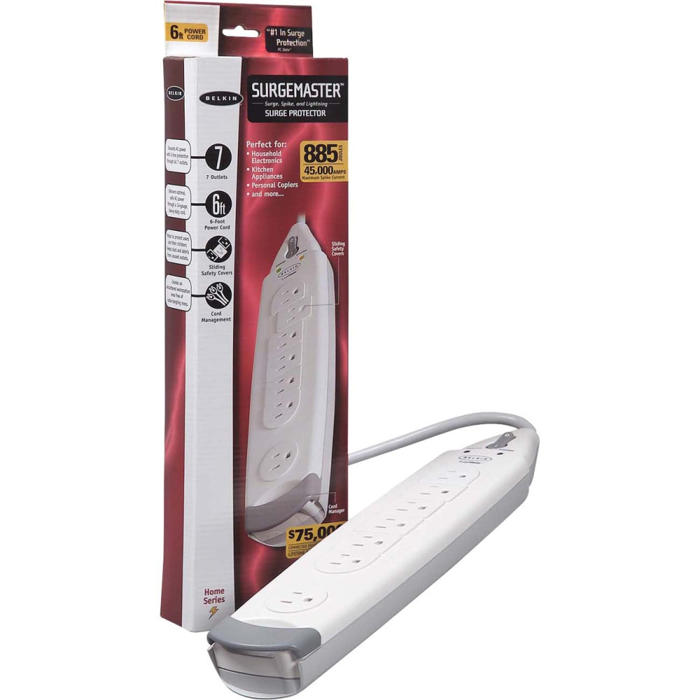 BELKIN, INC. F9H700-06 Belkin SurgeMaster Home Grade Surge Protector, 7 Outlets, 6-Foot Cord, 885 Joules