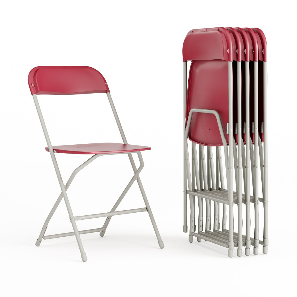 FLASH FURNITURE 6LEL3RED  Hercules Series Plastic Folding Chairs, Red, Set Of 6 Chairs