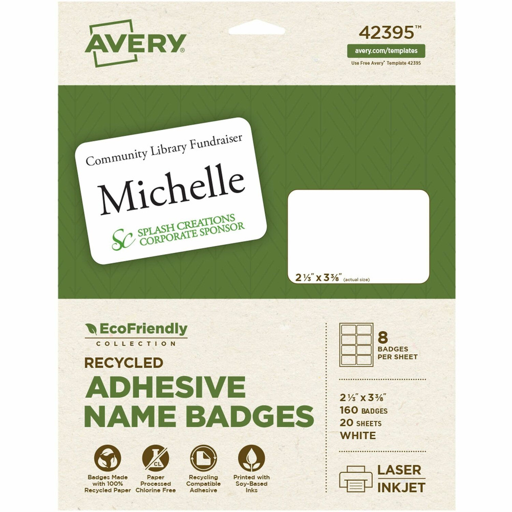 Avery Avery&reg; 42395 Avery&reg; Eco-friendly Premium Name Badge Labels