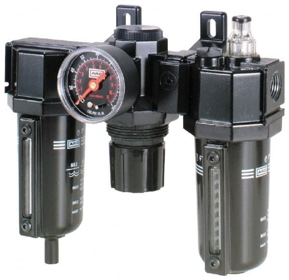 ARO/Ingersoll-Rand C38341-810 FRL Combination Unit: 1/2 NPT, Standard, 3 Pc Filter-Regulator-Lubricator with Pressure Gauge