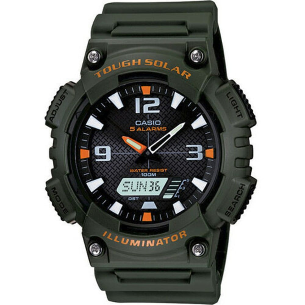 CASIO AMERICA, INC. AQS810W-3AV Casio AQS810W-3AV Smart Watch - Wrist - Optical Heart Rate Sensor - Alarm, Stopwatch - Heart Rate - 1.06in - Round - 0.47in - 1.81in - Green, Gray, Black, Orange